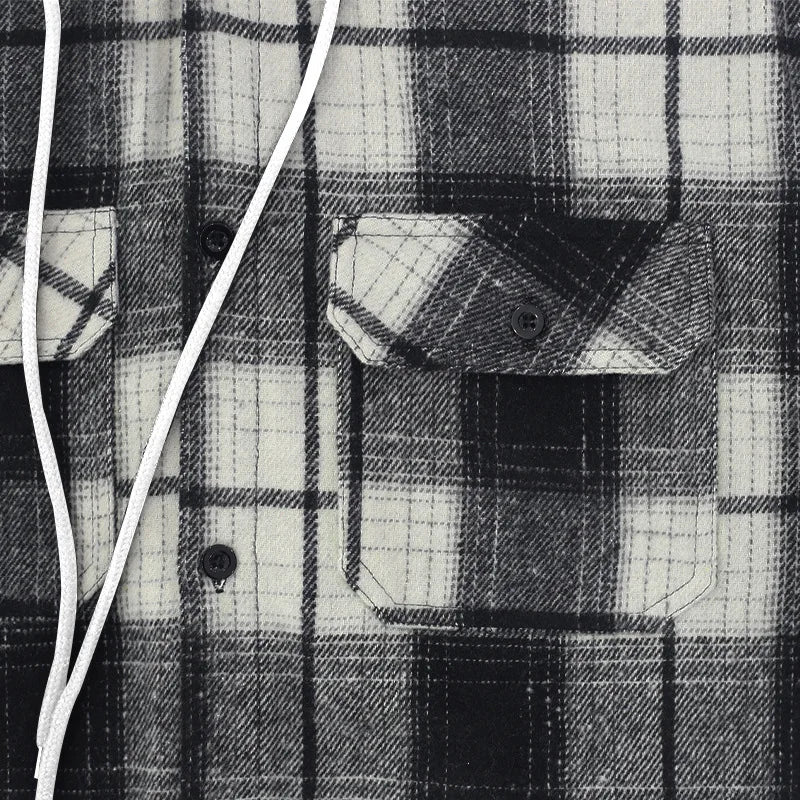 Heavy New Loose Casual Flannel Jacquard Long-Sleeved Hooded Plaid Shirt for Work Business Autumn 2025