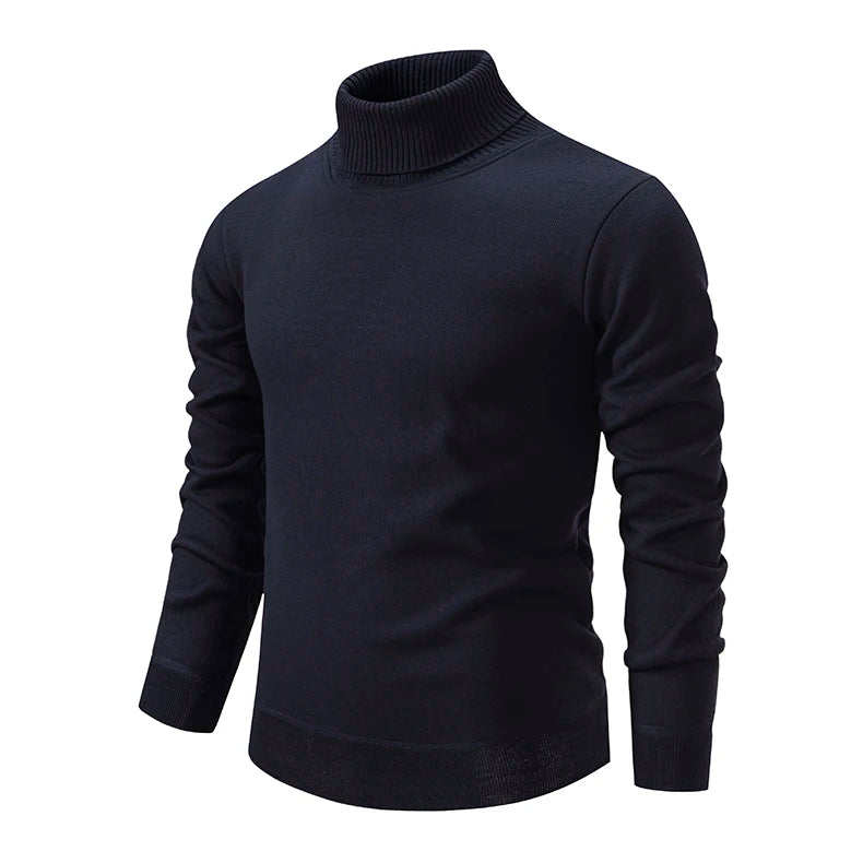 New Winter Turtleneck Sweater Thick Mens Casual Pullover Sweaters Solid Color Quality Warm Slim Turtleneck Sweaters Pullover Men