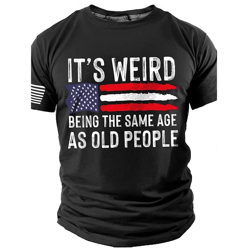 Summer Men's Retro Flag Printed T-shirt 3D Skull Round Neck Short Sleeve Casual Breathable Men's Large Size T Shirt Hot Model