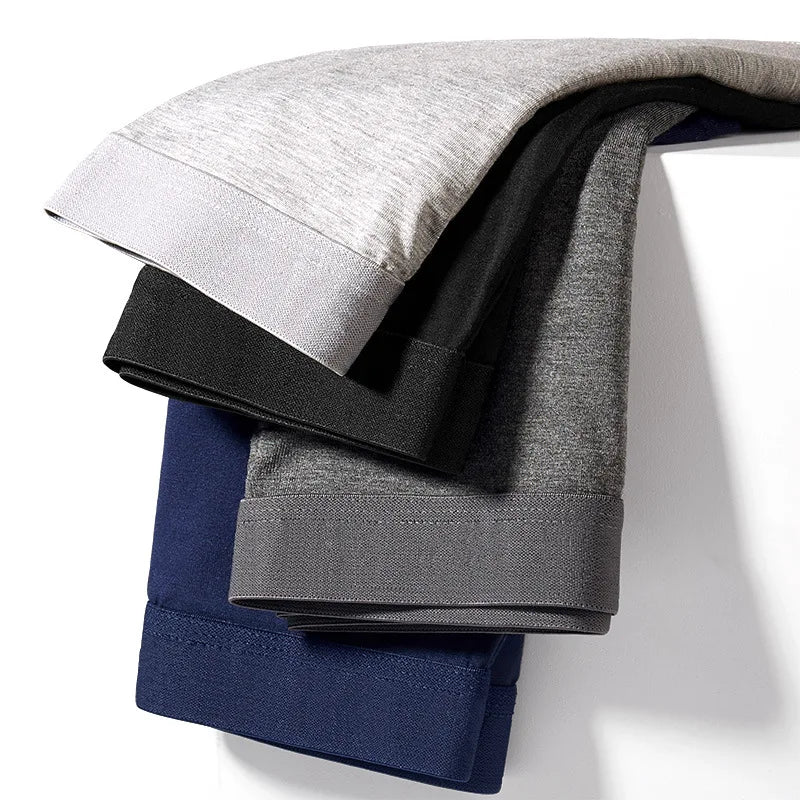 Men's solid color cotton underwear breathable antibacterial men's boxer underwear mid waist men's sports comfortable flat shorts