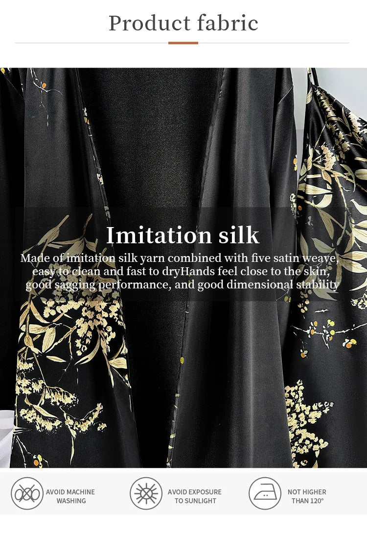 Women's Cherry Print Loungewear 5-Piece Set - Lightweight Robe, Camisole, Shorts & Dress (Minimalist Homewear Collection)