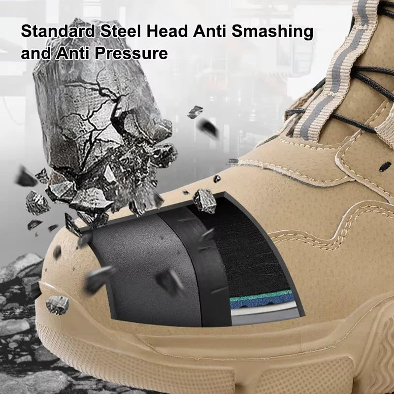 Men's Rotating Button Anti-Smash Anti-puncture Steel toe work Safety Shoes Men Work Boots Protective Women Sneakers Shoes