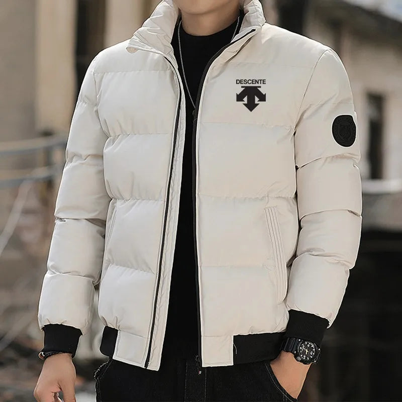 2026men's padded cotton jacket, tiger head logo, short, thick, casual, men's Parker coat, fashionable winter,
