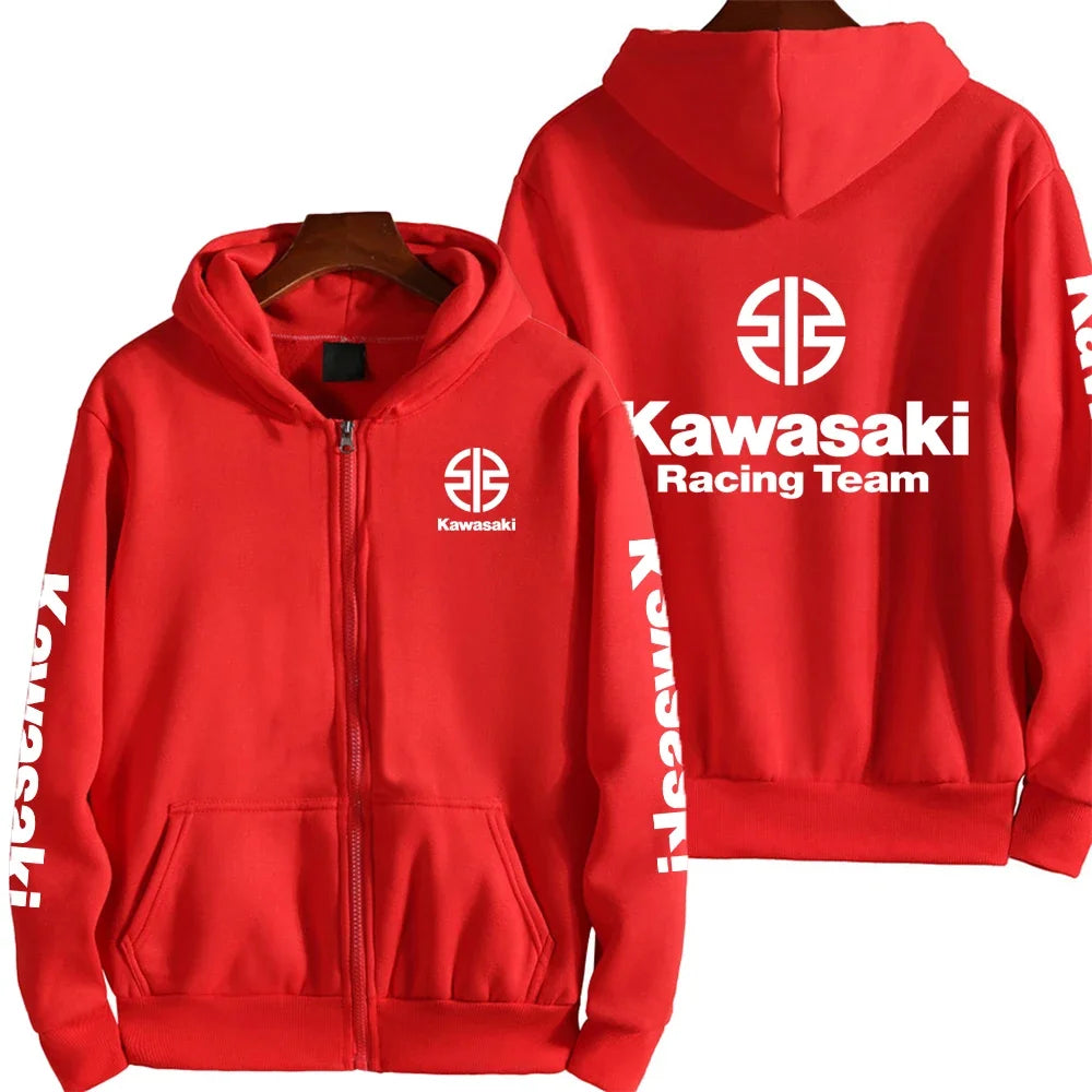 Kawasaki Logo Racing Motorcycle Team Men Zip Up Hoodie Spring Autumn Fashion Man Sweater 2025 New Sport Woman Jacket Coats