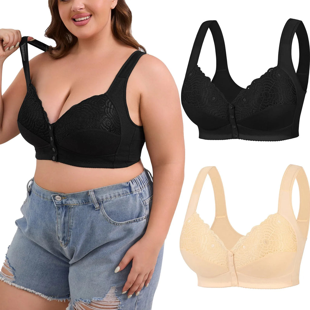 Wireless Bras For Women Plus Size Push Up Bralettes No Underwire Bra Front Closure Wirefree Bustier Tops Soft Comfort Underwear