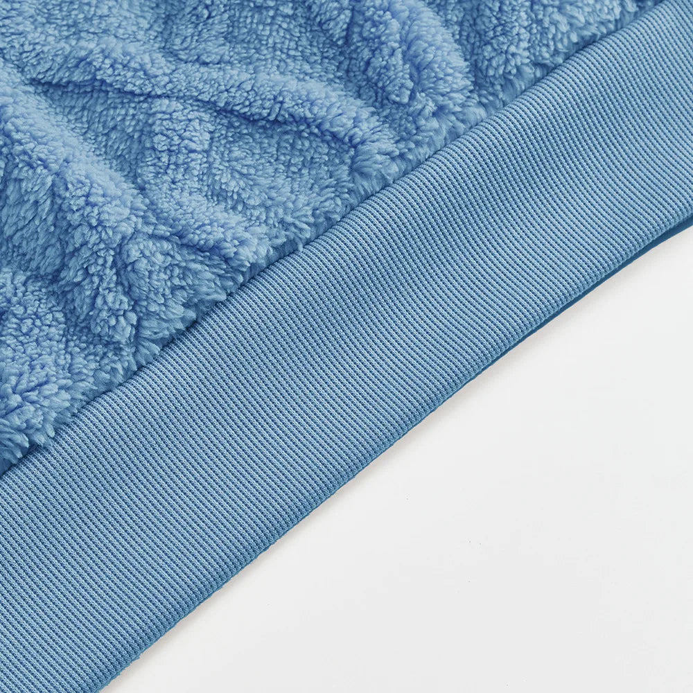 Autumn and winter leisure men's high street jacquard double-sided velvet hooded sports trend pullover sweater jacket