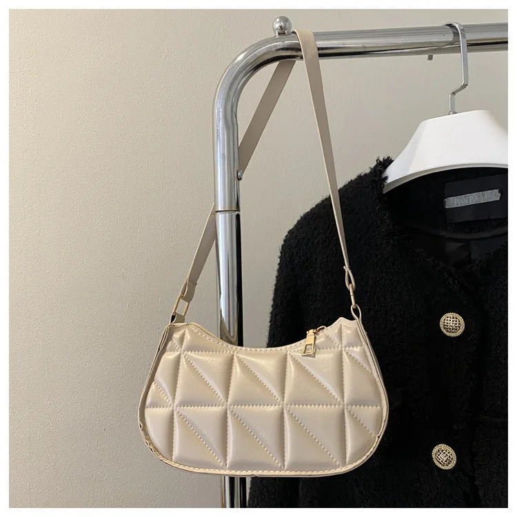 New Solid Color Casual Women's Handbags Shoulder Bag with Niche Retro Design Fashionable and Trendy Leather Crossbody Bags