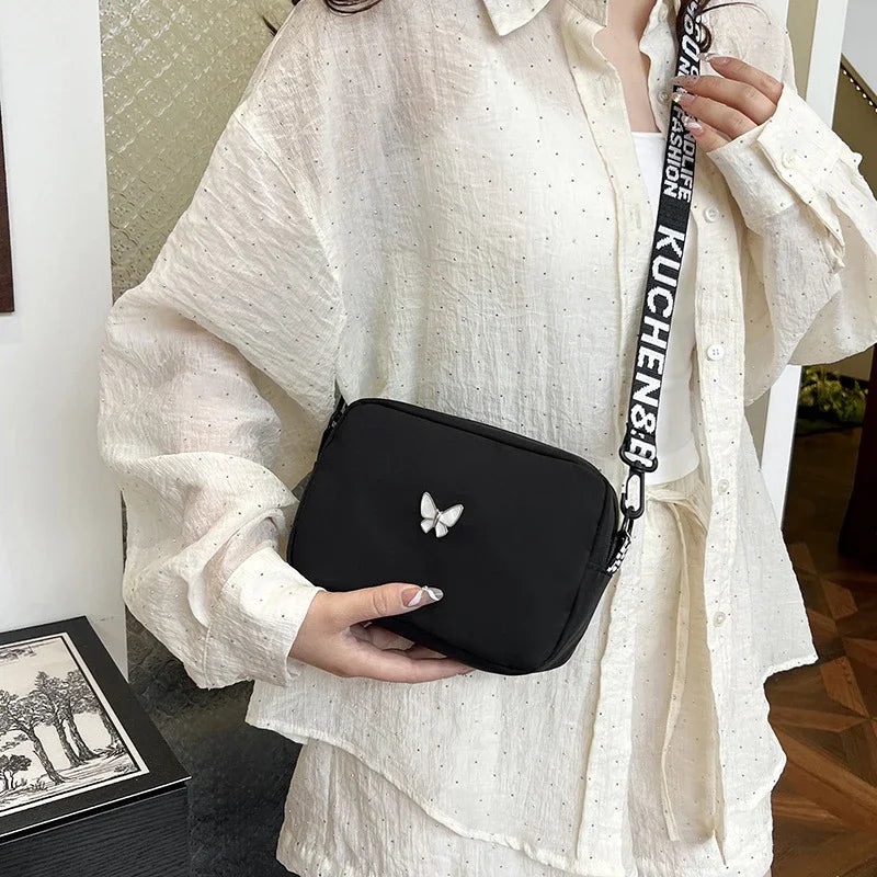 New Fashion Women Crossbody Bags Makeup Bag Women Trend Lingge Embroidery Camera Shoulder Bag Design Nylon Small Messenger Bag