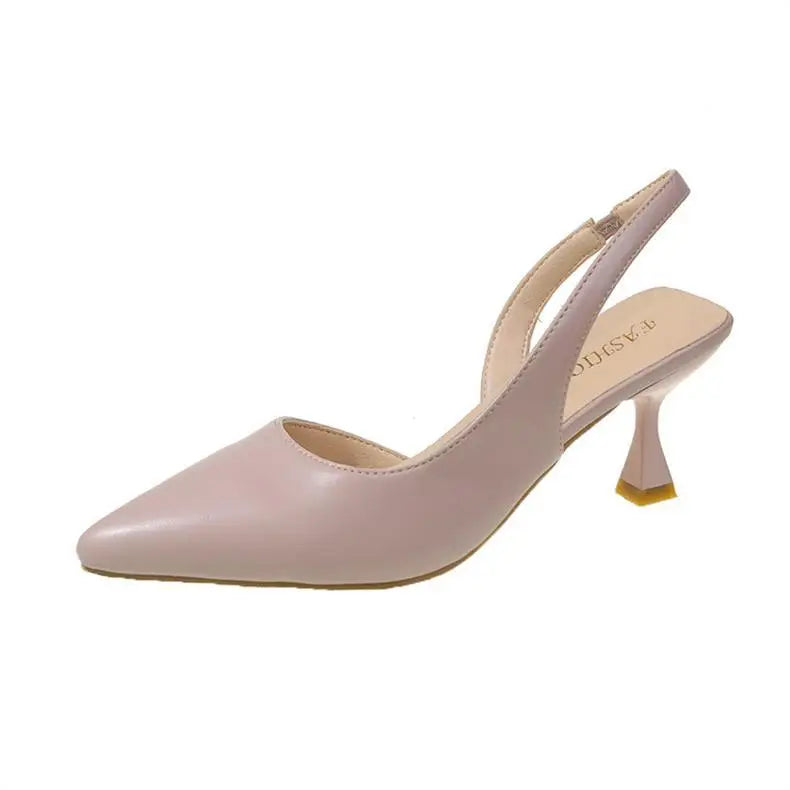 Luxury High Heel Women's Sandals Shallow Mouth Leather Baotou High Heel Shoes Pointed Top Fashion Stiletto Heel Women's Shoes