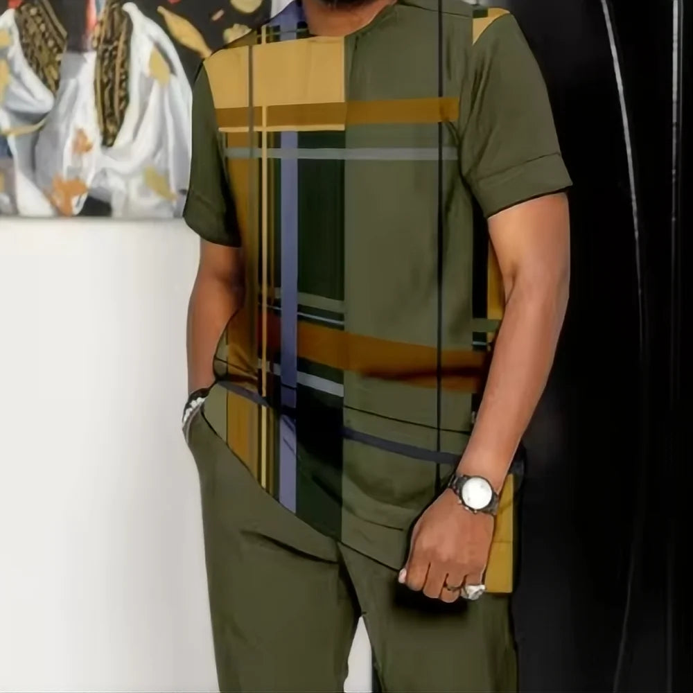 Summer fashion new sports suit men's T-shirt+pants 2-piece set men's oversized clothes Joogers Outfit 3D printed pants set