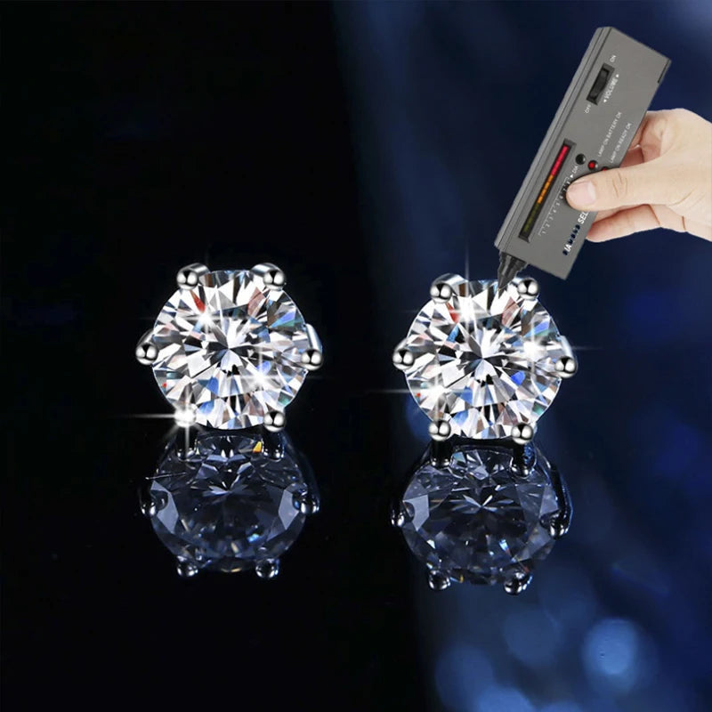 100% Earrings Moissanite for Women Pass Diamond Test Pen Ear Studs 925 Sterling Silver Fine Jewelry