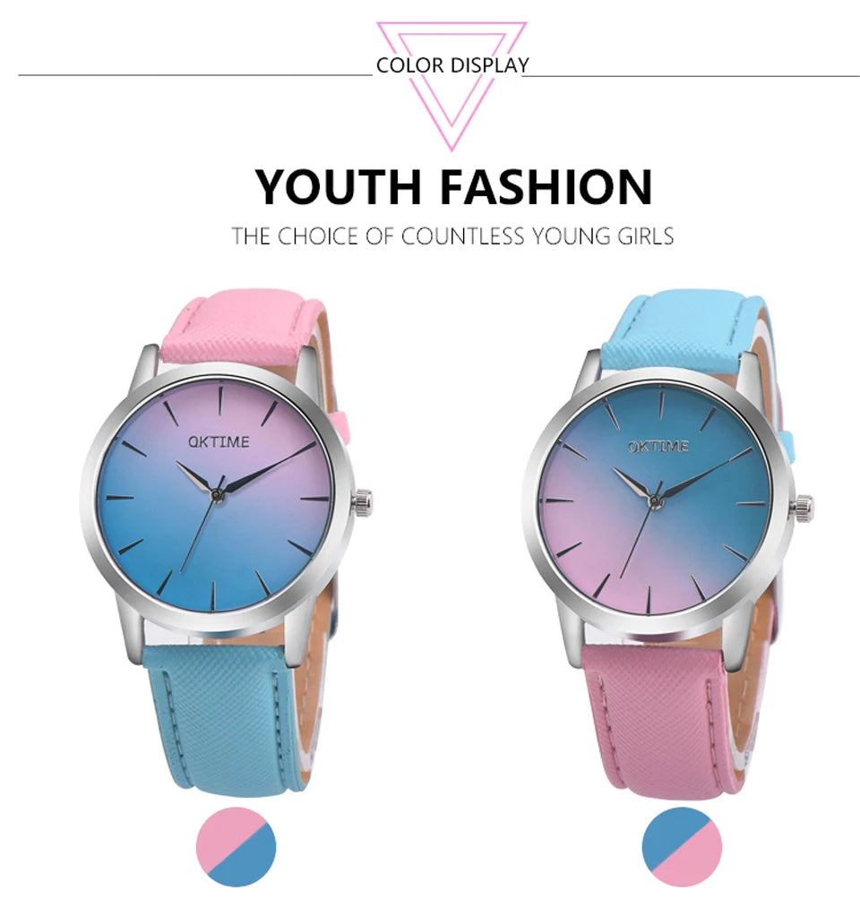 BK25 Fashionable Men watch color dual splicing Women watch waterproof simple quartz watch couple watch  gift watches for man