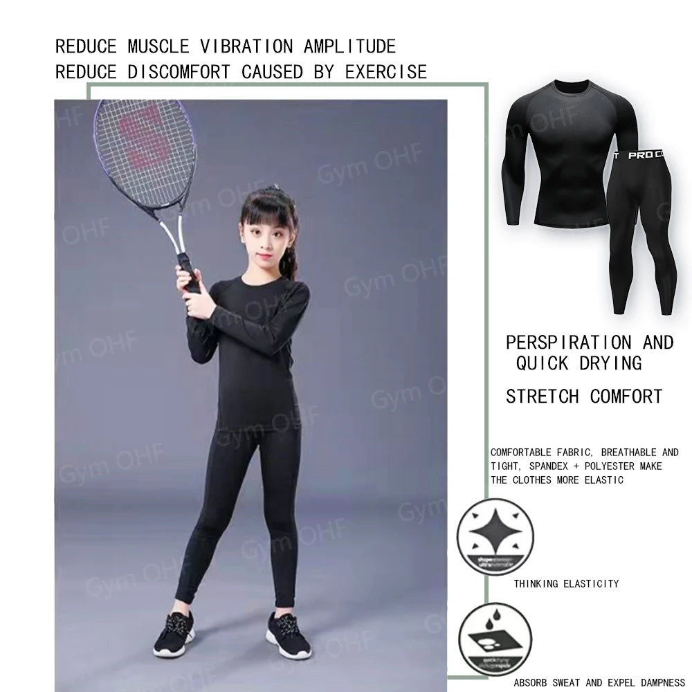 Kids Gym Trousers Brand Black Tights Girl Sport Leggings For Boys Pants Fitness Running Quick Dry Children Yoga Training Bottoms