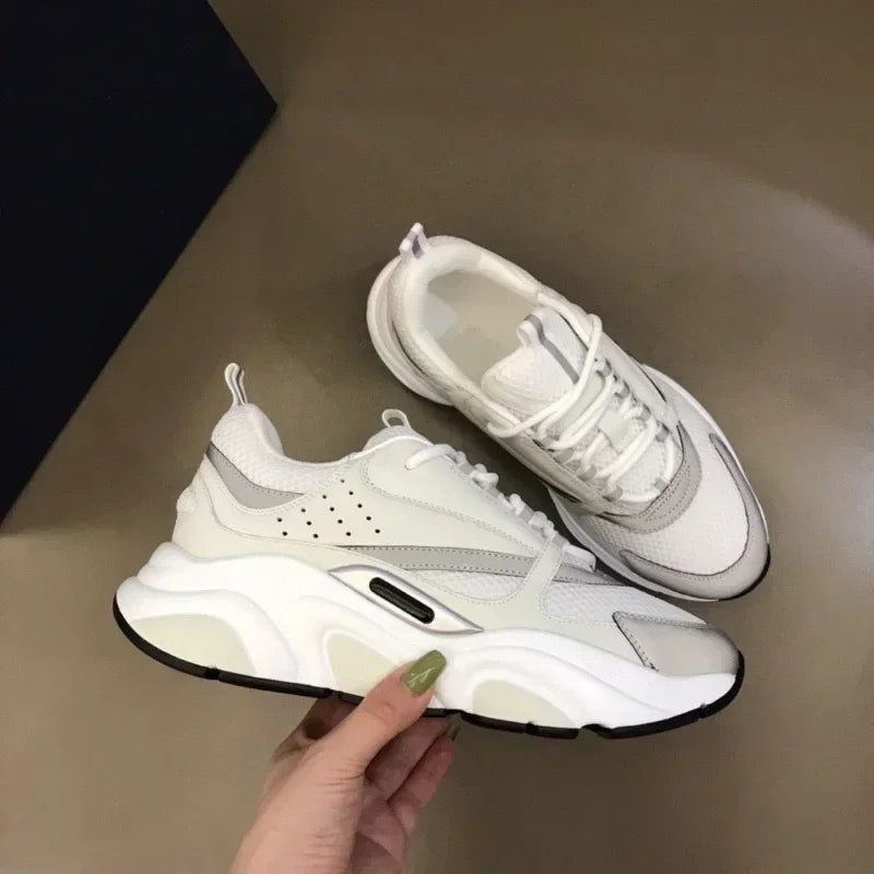 2025 new B22 sports and leisure thick soled fashionable retro breathable men's and women's height increasing casual shoes
