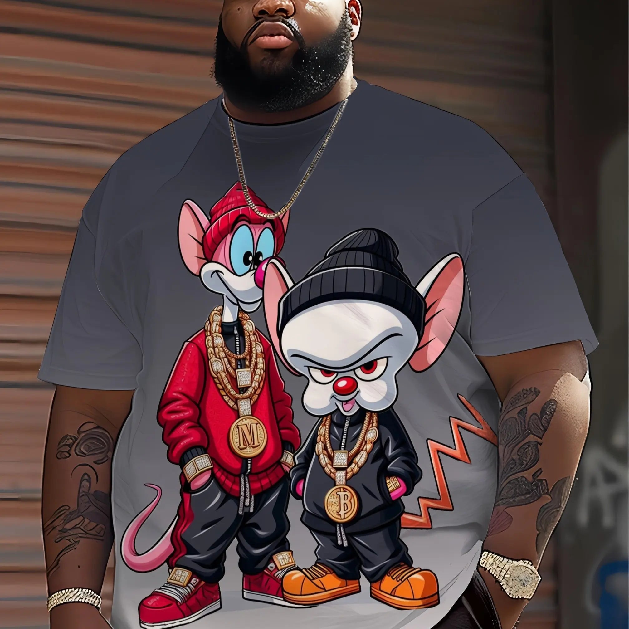 Men's Hip-Hop Cartoon T-Shirt - Casual,Crew Neck,Short Sleeve,100% Polyester,Regular Fit,Summer Streetwear for Running & Daily