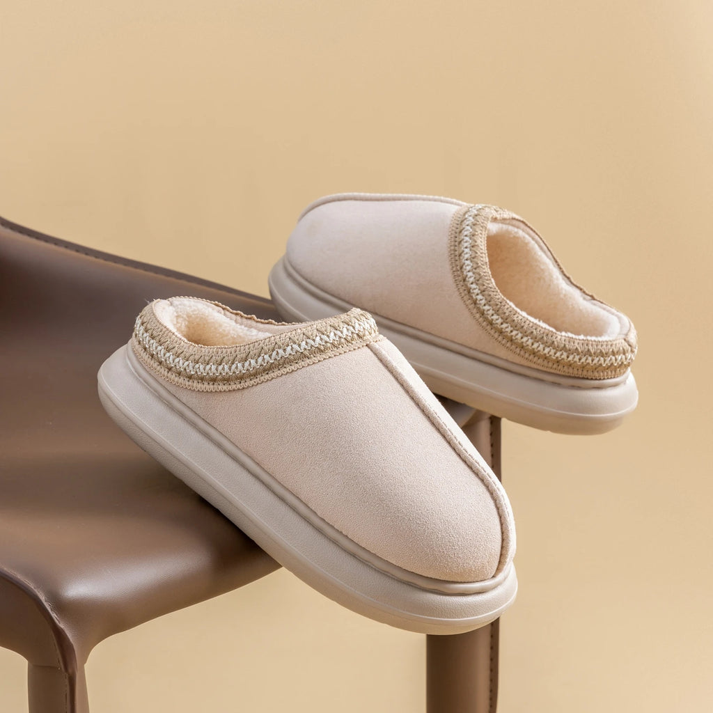 Men's Plush Fleece Lined Slippers Winter Warm House Shoes with Thick EVA Sole for Indoor/Outdoor Use Cozy Non-Slip Home Footwear