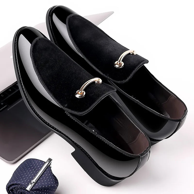 Italian Men's Dress Shoes British Suede Patent Leather Casual Shoes Korean Trendy Loafers 2024 Male Wedding Party Shoes for Men