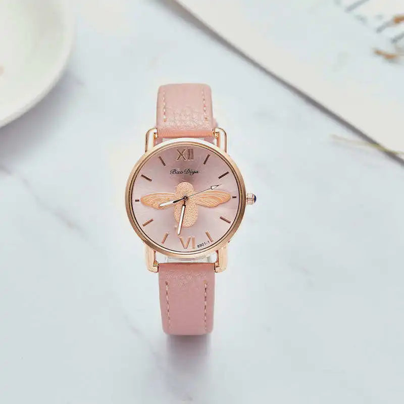 Simple Cute Womens Watches Ladies Fashion Bee Watch New Simple Casual Womens Analog WristWatch Bracelet Gift Relogios Feminino