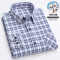 Pure Cotton Men's Plaid Shirts Long Sleeved Regular Fit Casual Office Fashion Shirts Leisure Autumn Male Check Blouses Plus Size