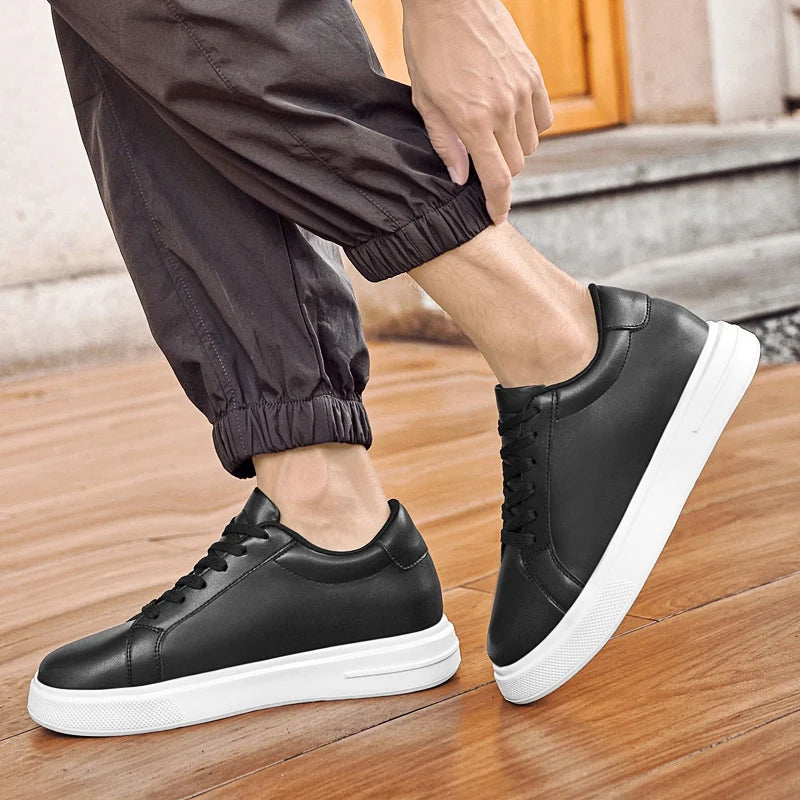 New  Men's Sneakers Elevator Shoes Heightening Height Increase Insole 6-10CM High Heels Shoes Leather Sport Shoes Men Shoes
