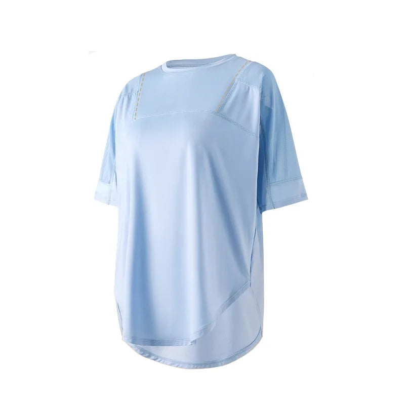 Yoga Clothes Women's Running and Fitness Clothes Hip Covering Long Sports T-shirt Loose Plus Size Short Sleeved Sports Top