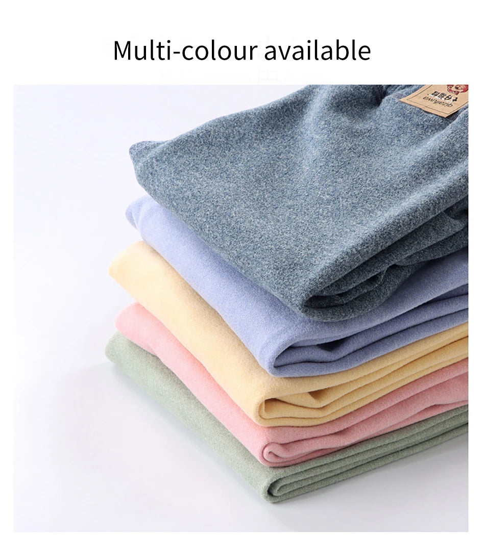 Children Fleece-lined Pants for Teenager Boys Girls Warm and Cozy Elastic Winter Bottoms Clothes Suitable for Autumn and Winter