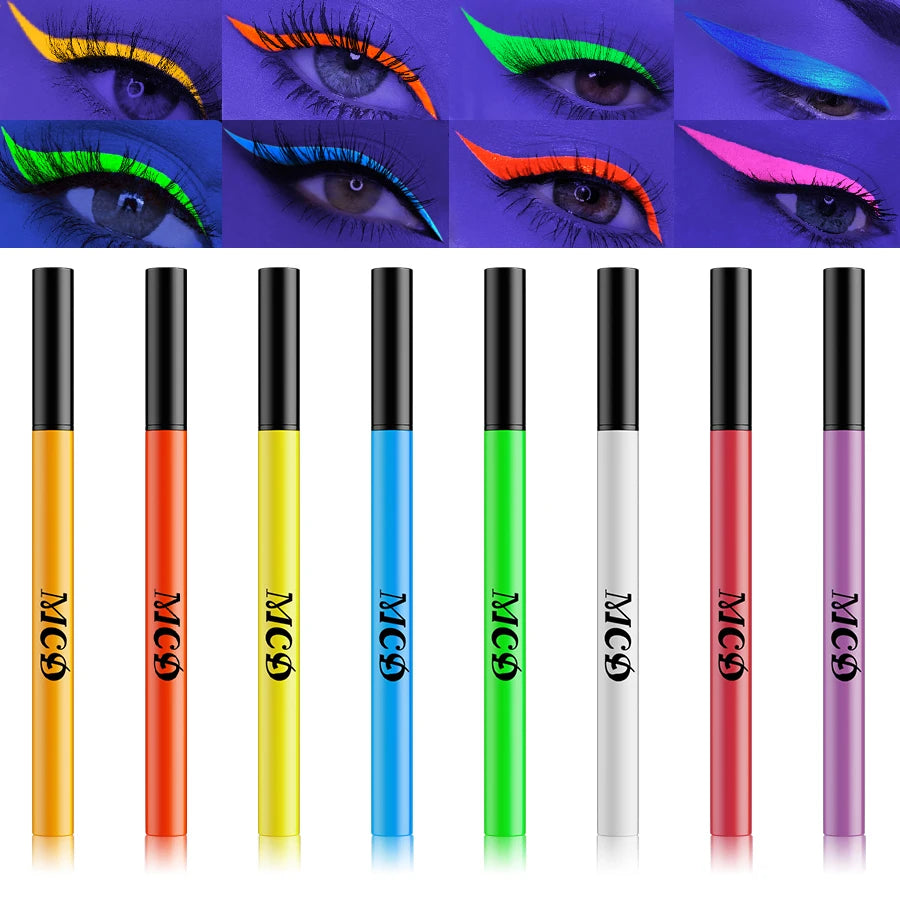 1PC UV Light Neon Eyeliner Pen Eyes Makeup Blue Green Waterproof Liquid Color Eye Liner Pencil Make Up Cosmetics Yellow Purple