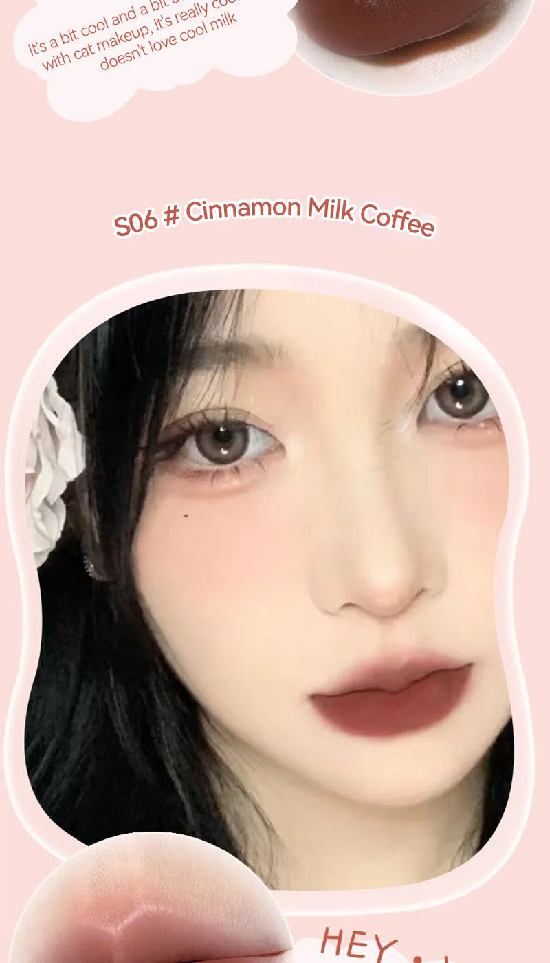 HEYYUE Ice Cream Lip Glaze — Velvet Matte Finish, Pudding Lip Clay, Student-Friendly Everyday Skin-Brightening Lipstick