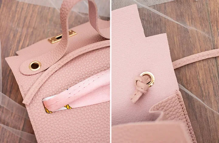 2024 New Women Ribbon PU Leather Bow Decor Mini Flap Hangbag Ladies Fashion Wallet Shoulder Messenger Crossbody Bag Totes Wallet