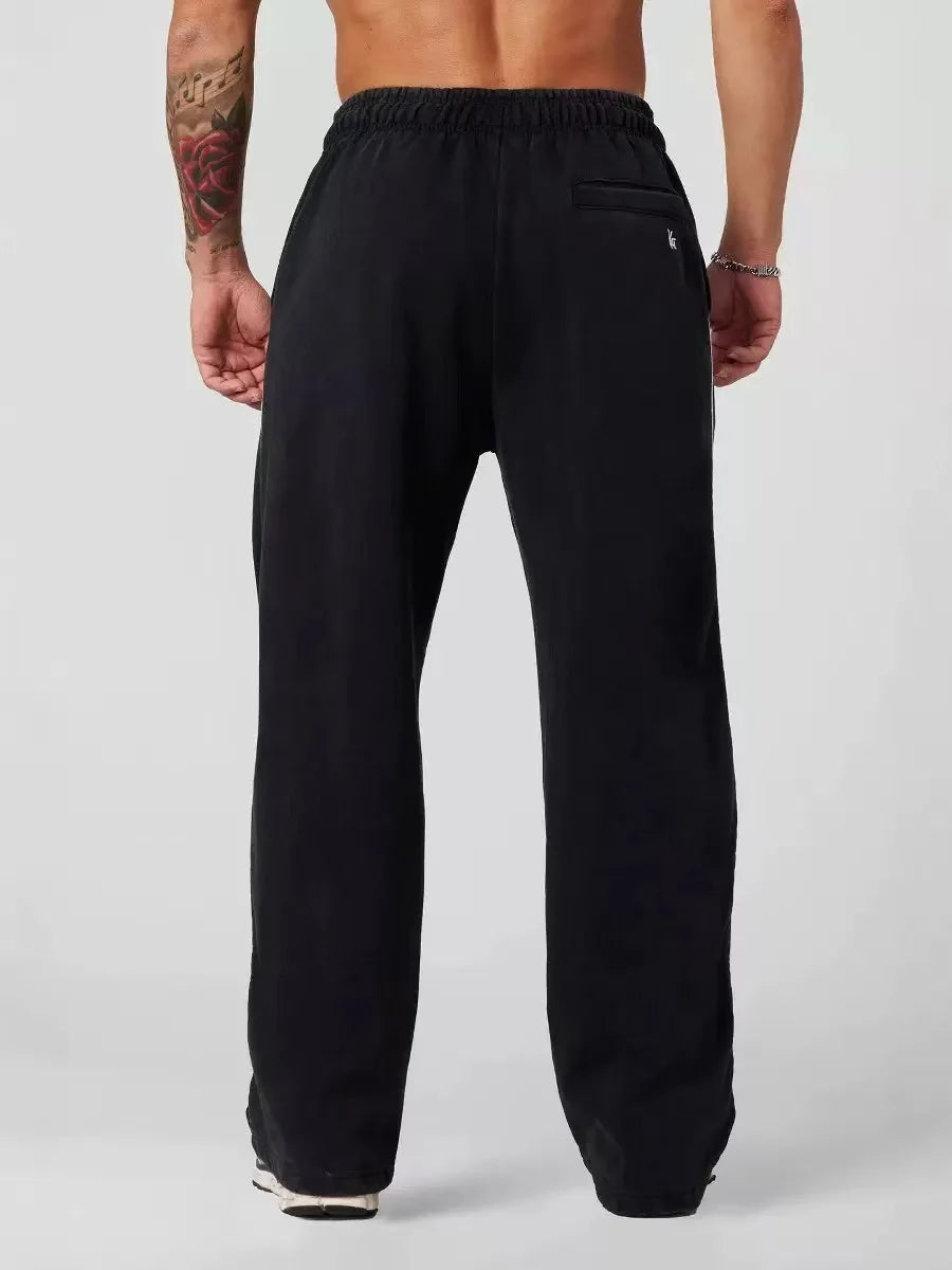 026 Men's plus Size Cotton Sweatpants Spring Autumn Solid Color Baggy Loose Elastic Waist Casual Trousers for Daily Wear Running