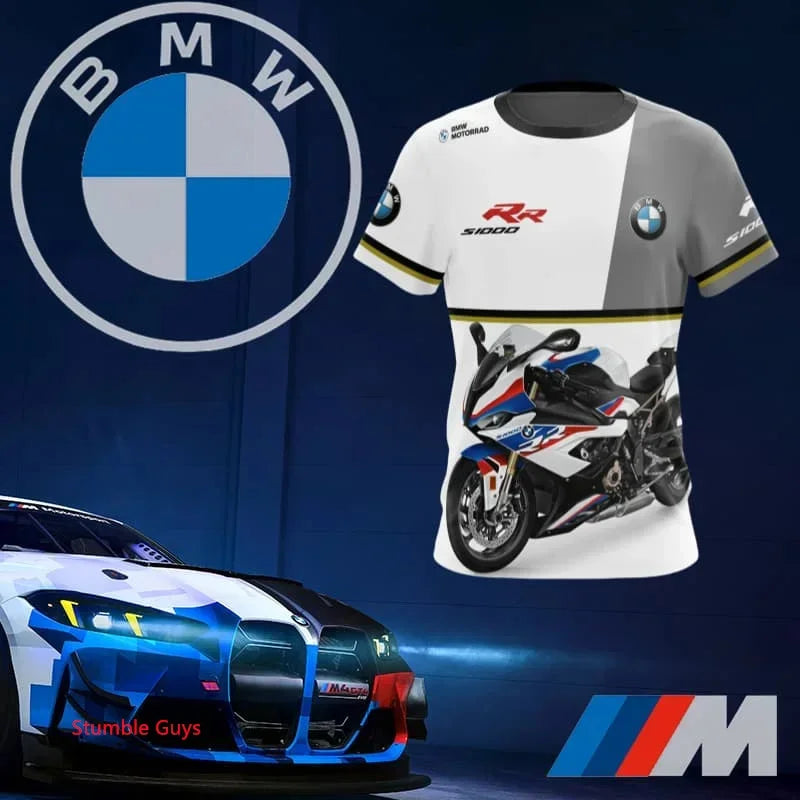 Summer Men's BMW T-Shirt Sports Motorcycle Racing Short Sleeve Fashion Casual M Power Car Brand Clothes