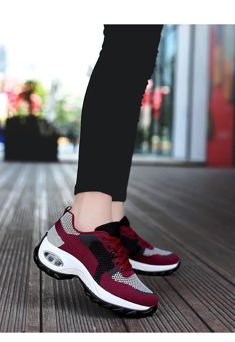 Tenis Women Sneakers Air Cushion Walking Shoes Breathable Gym Jogging Shoes for Woman Lace Up Platform Sport Shoe Tenes Feminino