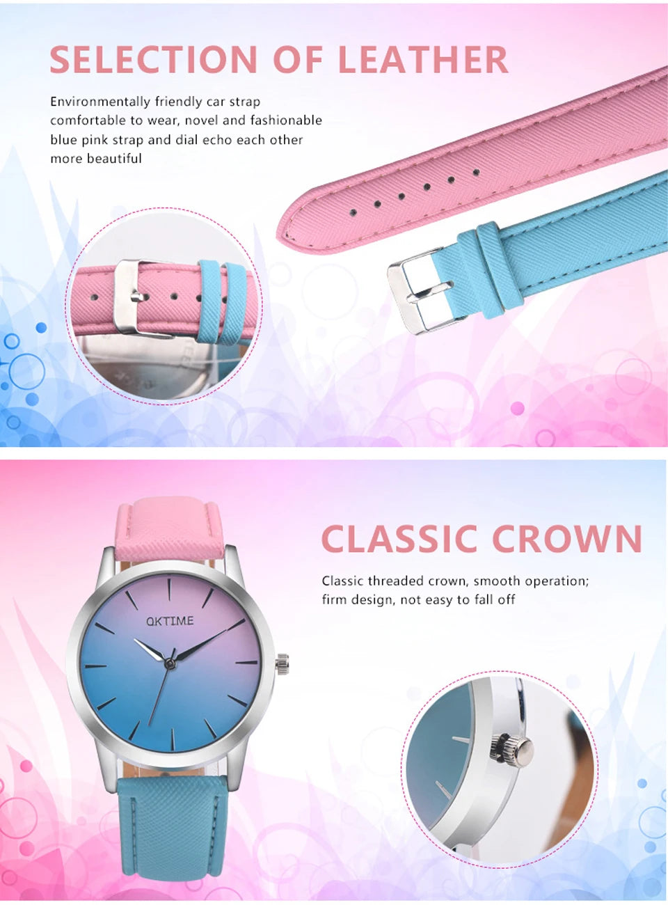BK25 Fashionable Men watch color dual splicing Women watch waterproof simple quartz watch couple watch  gift watches for man