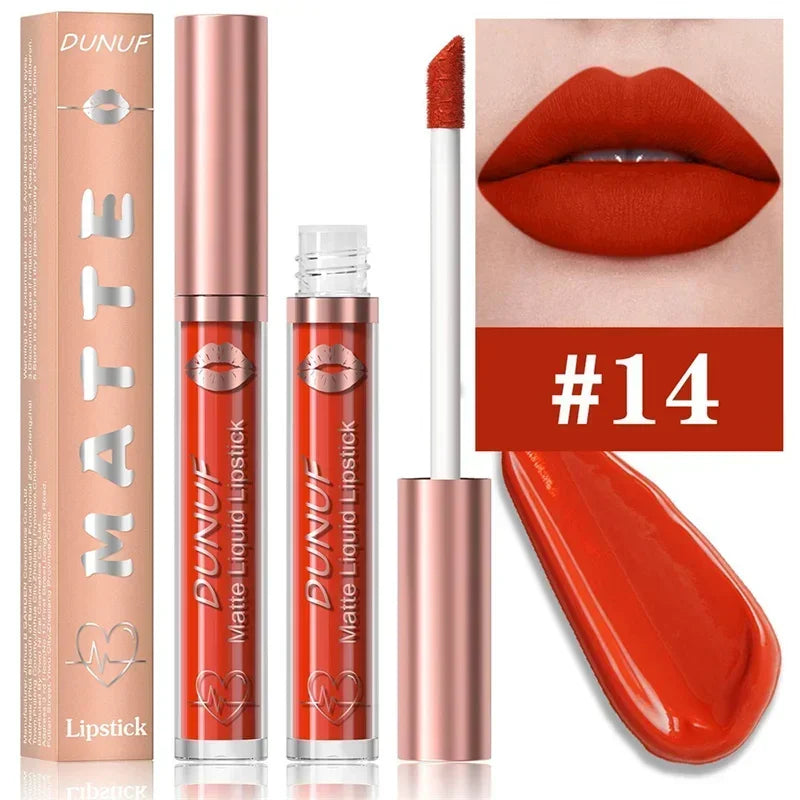 Matte Velvet Lip Gloss Dark Red Brown Lip Glaze Long Lasting Waterproof Liquid Lipstick Natural Moisturizer Transparent Lip Oil