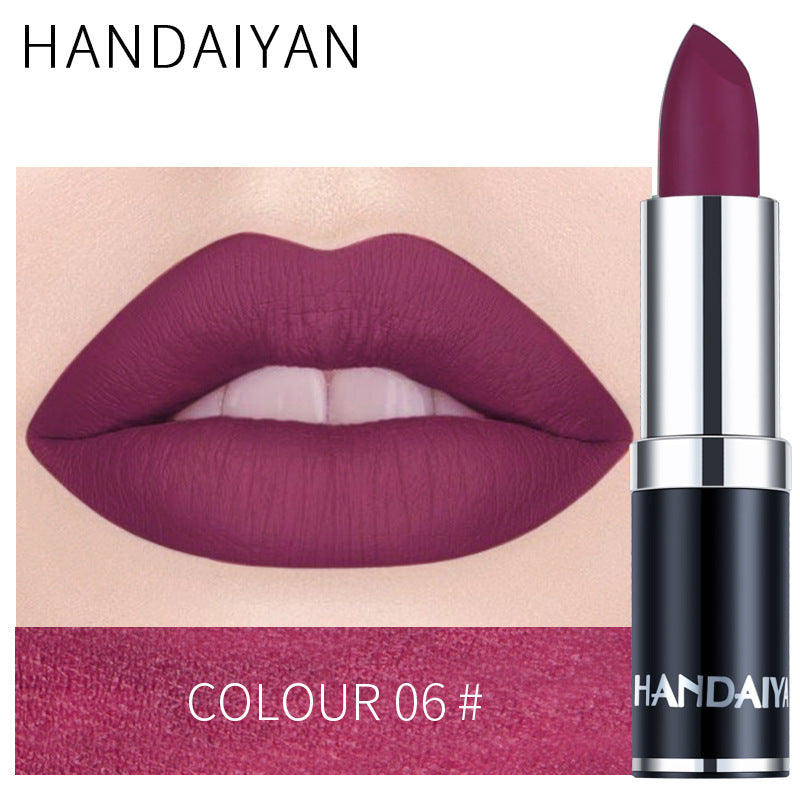 HANDAIYAN 12 Color Matte Lipstick Waterproof Moisturize Velvet Sexy Lip Gloss Popular Color Hot Selling Fashion Beauty Lipstick