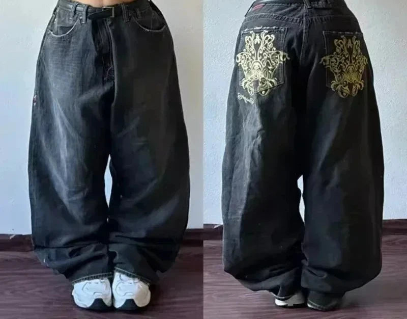American Fashion Hip Hop Joker Oversized Jeans Women Street Y2K New Clearance Spot Hot Mopping Wide-leg Pants Unisex Loose Jeans