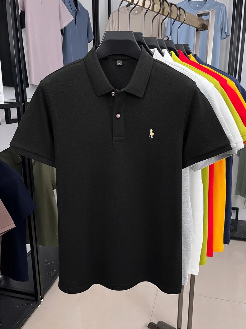 Premium Luxury Brand Men's Polo Shirt Lapel Horse Embroid Short Sleeve 100Cotton T-Shirt Business Office Golf Summer Men's Wear