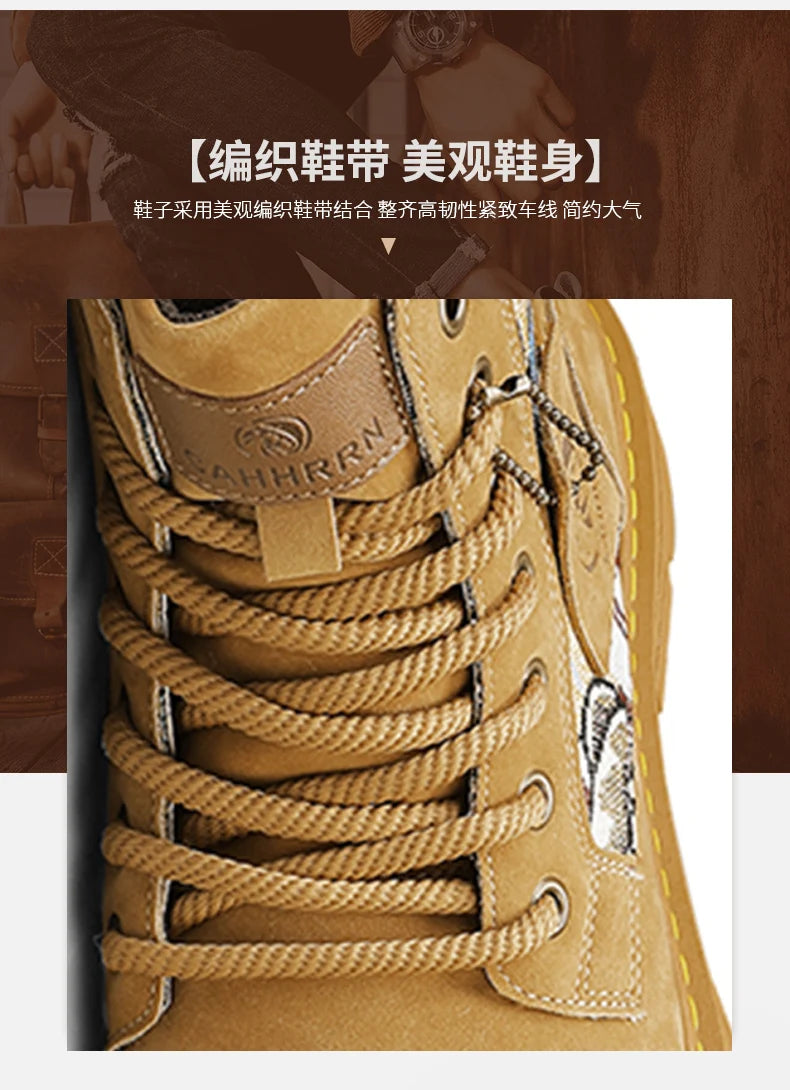 New autumn men shoes boots High Top Fashion Motorcycle Leather Shoes Outdoor leisure comfortable Boots male Lace-Up Botas