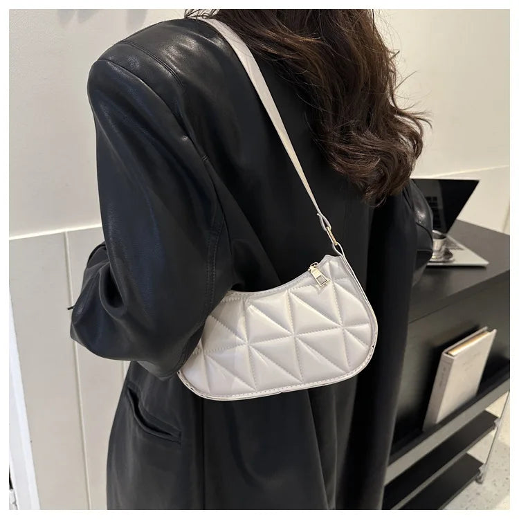 New Solid Color Casual Women's Handbags Shoulder Bag with Niche Retro Design Fashionable and Trendy Leather Crossbody Bags